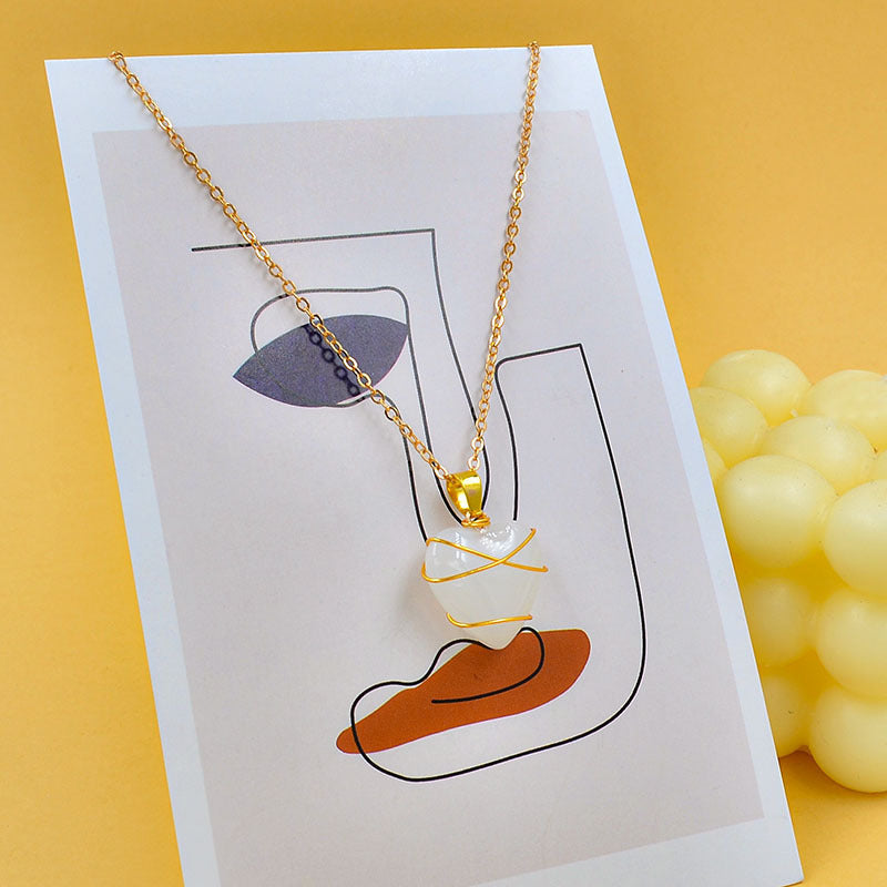 Radiant Love - Heart Crystal Stone Necklace Heart Necklace Women Love Crystal Stone Necklace Summer | Ectron Online