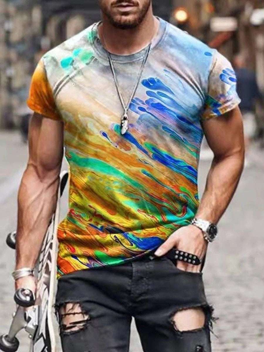 Digital Printed Round Neck T-Shirt – Short Sleeve Casual Tee Digital Printed Short-sleeved Round Neck | Ectron Online