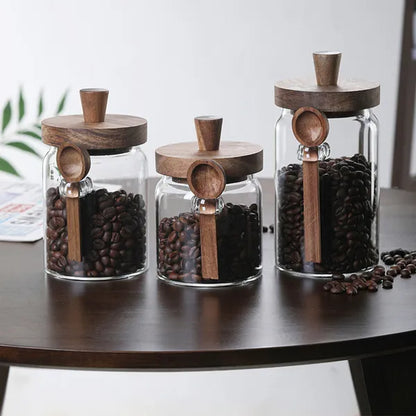 3 Pcs Glass Coffee & Storage Jars with Spoons - Airtight Spice & Snack Set 3 Pcs Glass Coffee Jars With Spoons, Can | Ectron Online