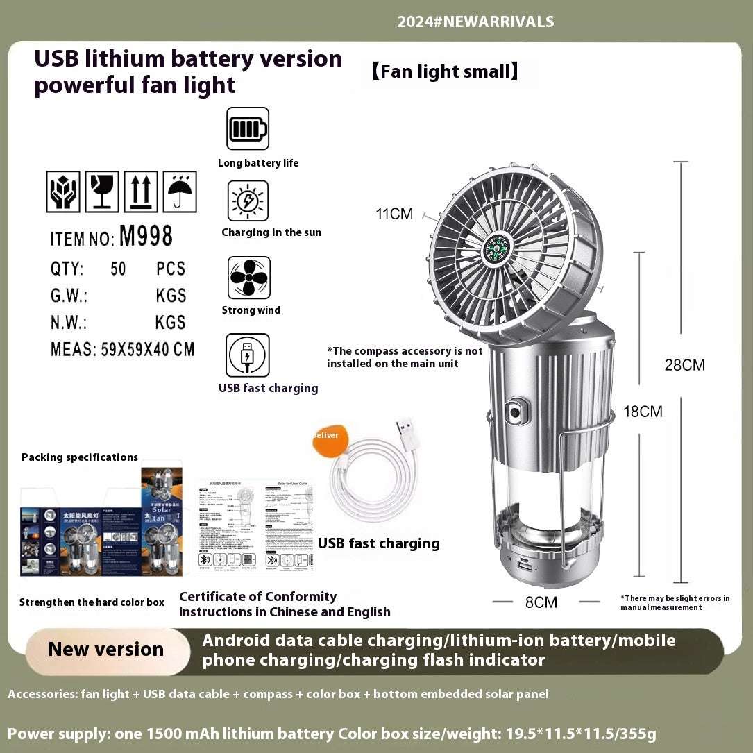 Portable Solar Electric Fan & Camping Lamp – Outdoor Essential Solar Electric Fan Camping Lamp Portable | Ectron Online