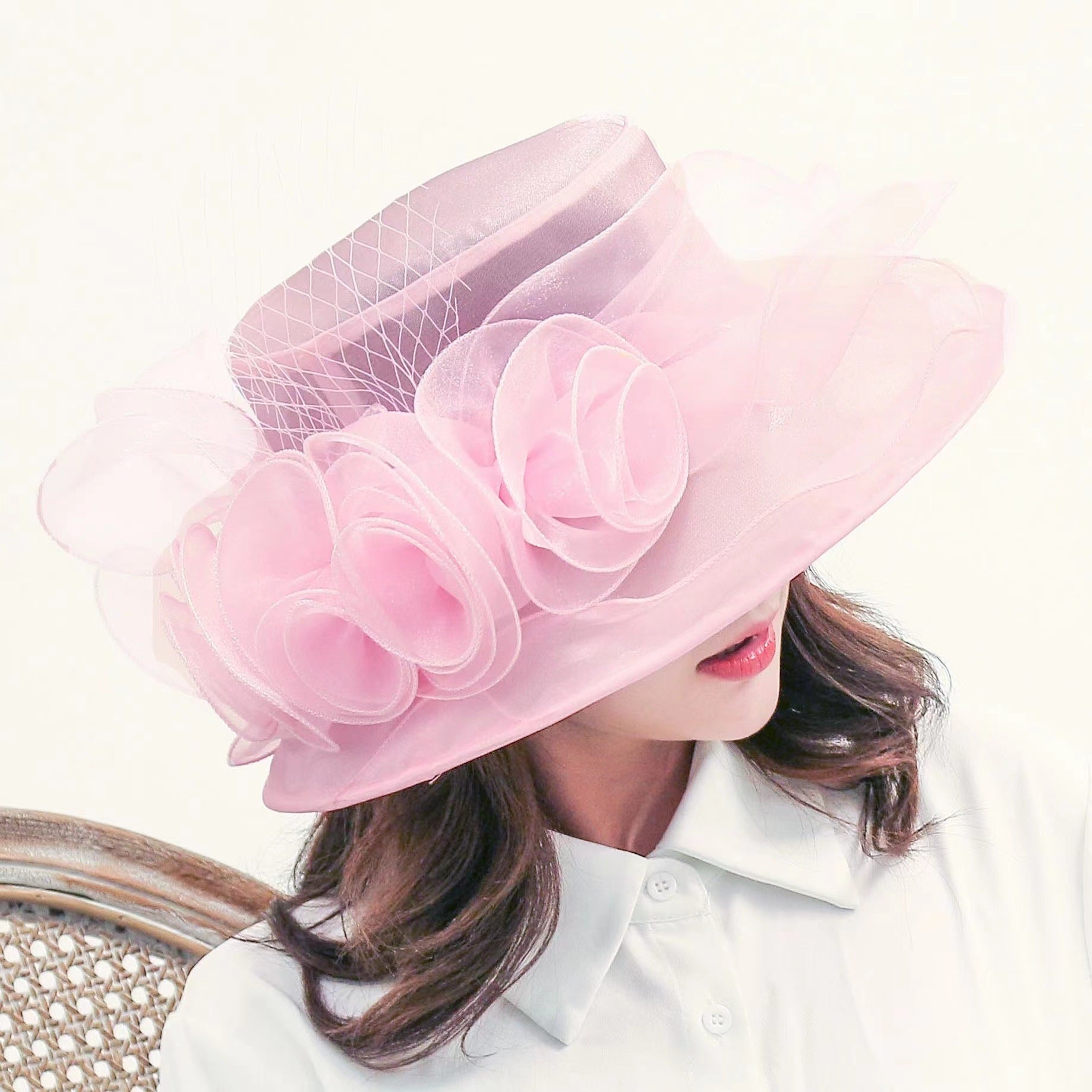 Elegant Organza Sun Hat for Women - Bowler Style Women's Sun Hat Mesh Bowler Hat Organza | Ectron Online