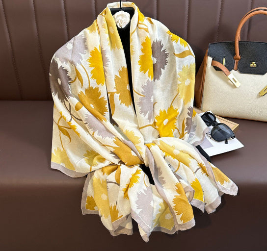 Printed Cotton And Linen Scarf Warm Outer Shawl Scarves | Ectron Online