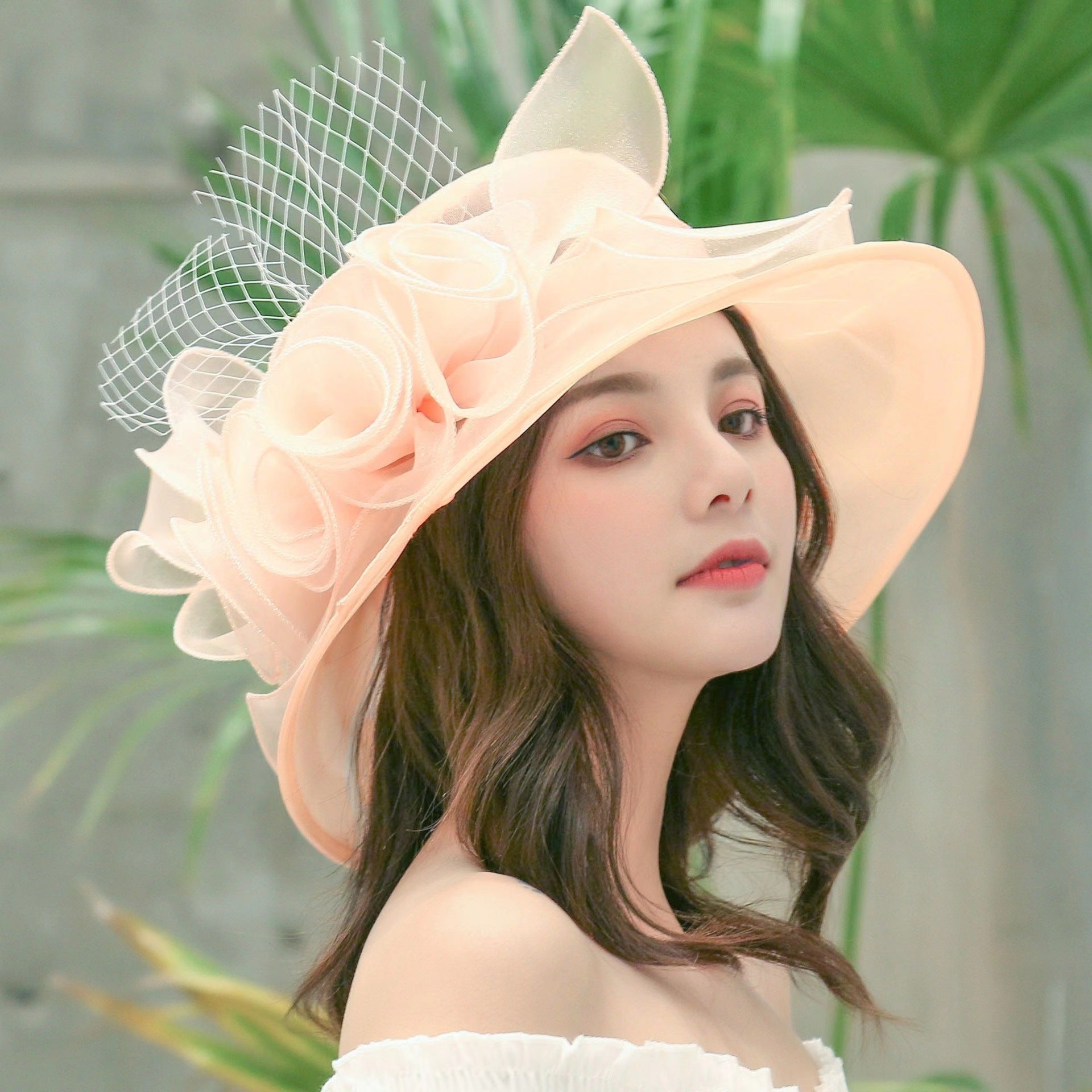 Elegant Organza Sun Hat for Women - Bowler Style Women's Sun Hat Mesh Bowler Hat Organza | Ectron Online