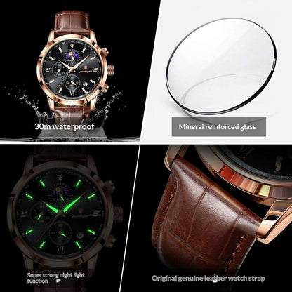 Men's Moon Phase Multi-function Chronograph Watch Men's Watch With Moon Phase And Multi-fu | Ectron Online