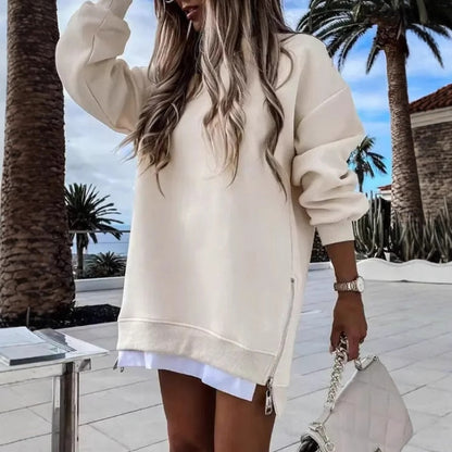 Women's Fall Winter Pullover | Side Zipper Stitching Fashion Sweater Fall Winter Fashion Stitching Side Zippe | Ectron Online