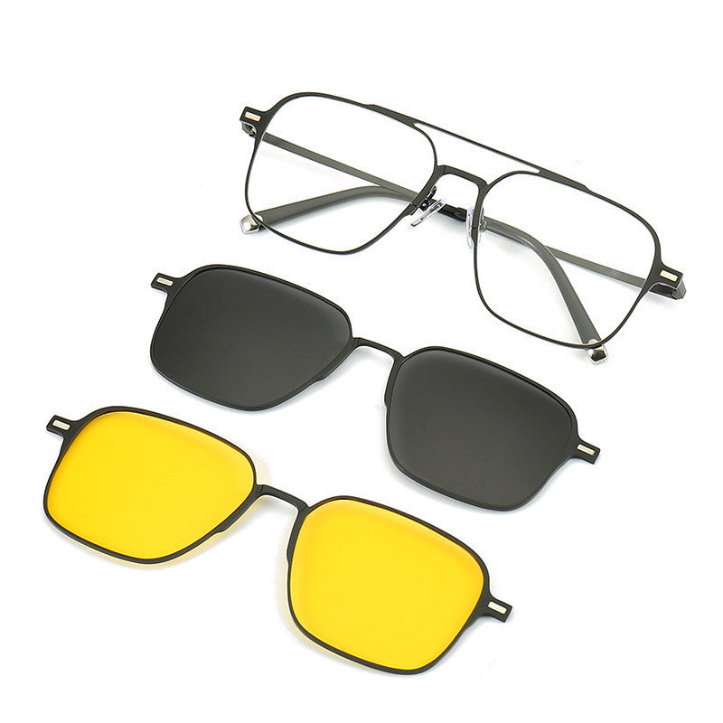 Uv Protection Sunglasses Magnetic Suction Set Mirror Myopia Frame Polarized