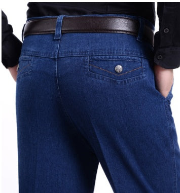 Spring and autumn in the old men's jeans wholesale in the elderly loose waist elastic denim trousers jeans