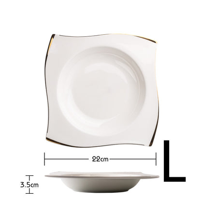 Steak Plate Creative Square European Bone China Tableware Set