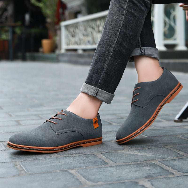 Men's Casual Leather Shoes With Cow Tendon Bottom