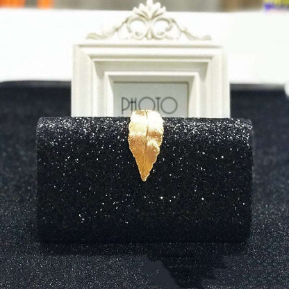 Evening Bag Ladies Clutch Super Shiny  Hardware Leaf Lock