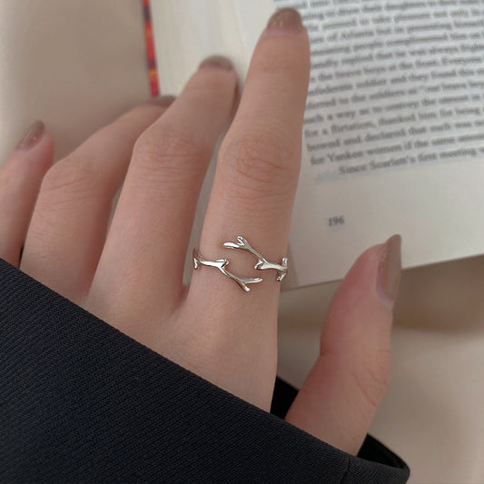 Branch Ring Female Simple Personality Super Fairy Girl Heart Ins Fashion Temperament Index Finger Ring Adjustable