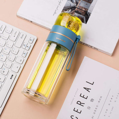 Double Wall Glass Water Bottle with Tea Infuser