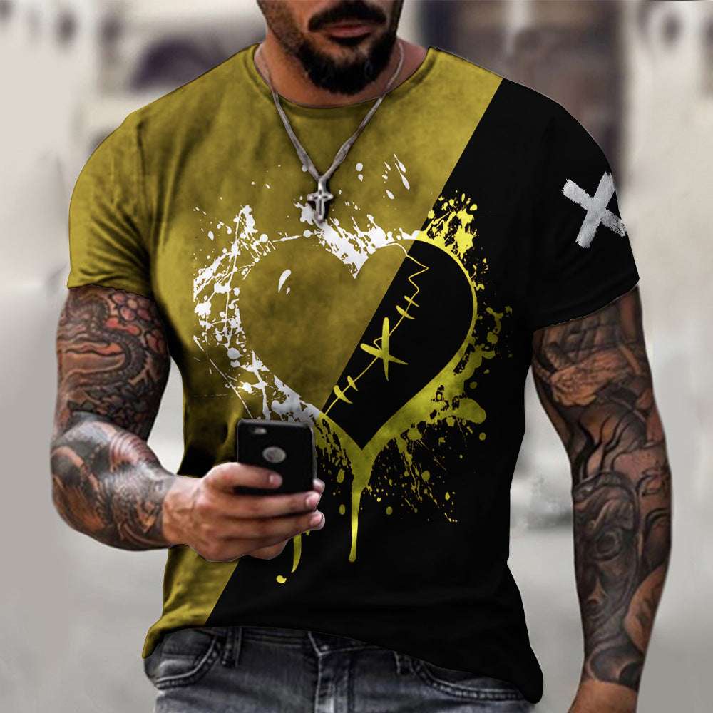 Casual Round Neck Digital Print T-Shirt – Short Sleeve Tee Casual Round Neck Short Sleeve Digital P | Ectron Online