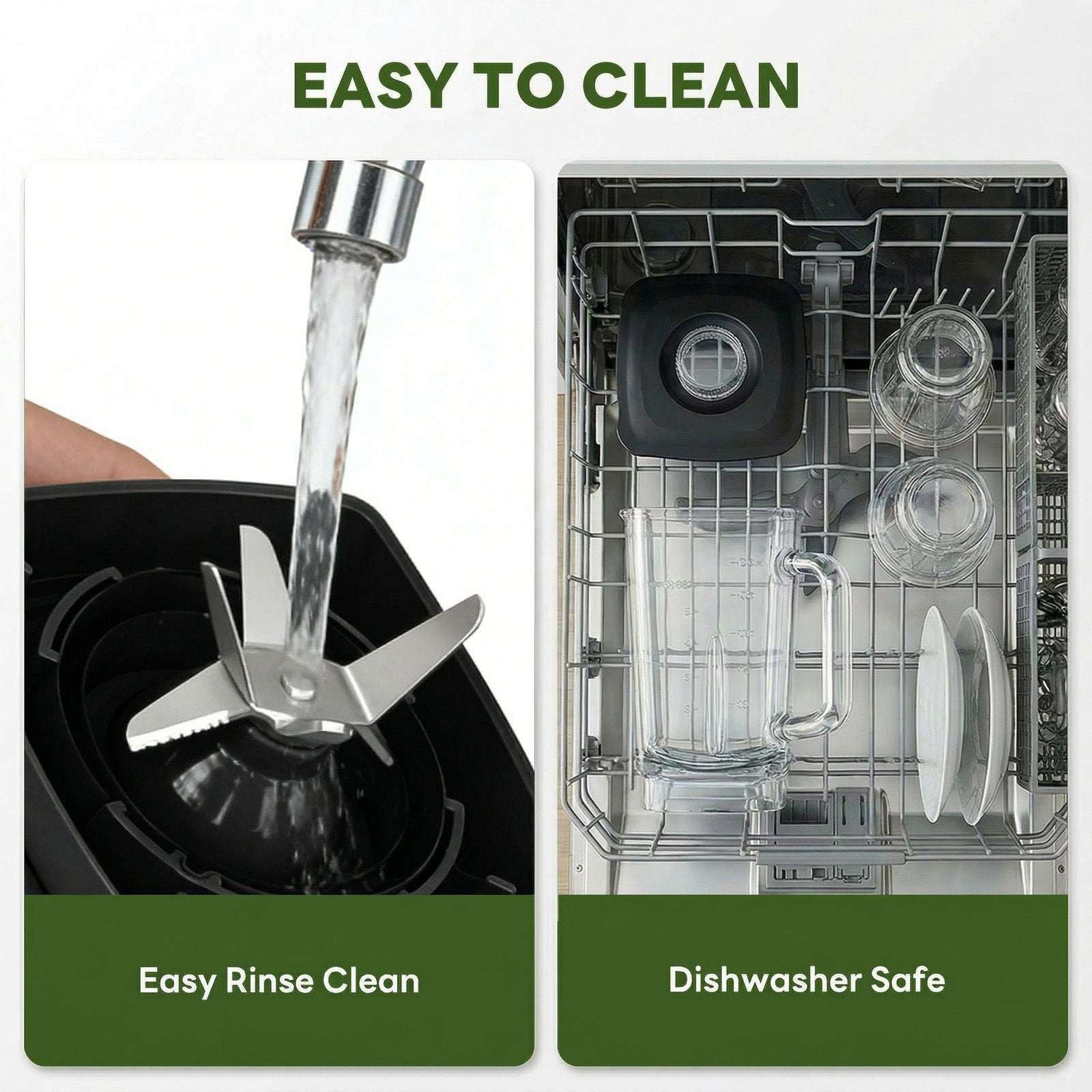 Blender jar pouring and dishwasher-safe removable parts for easy cleaning