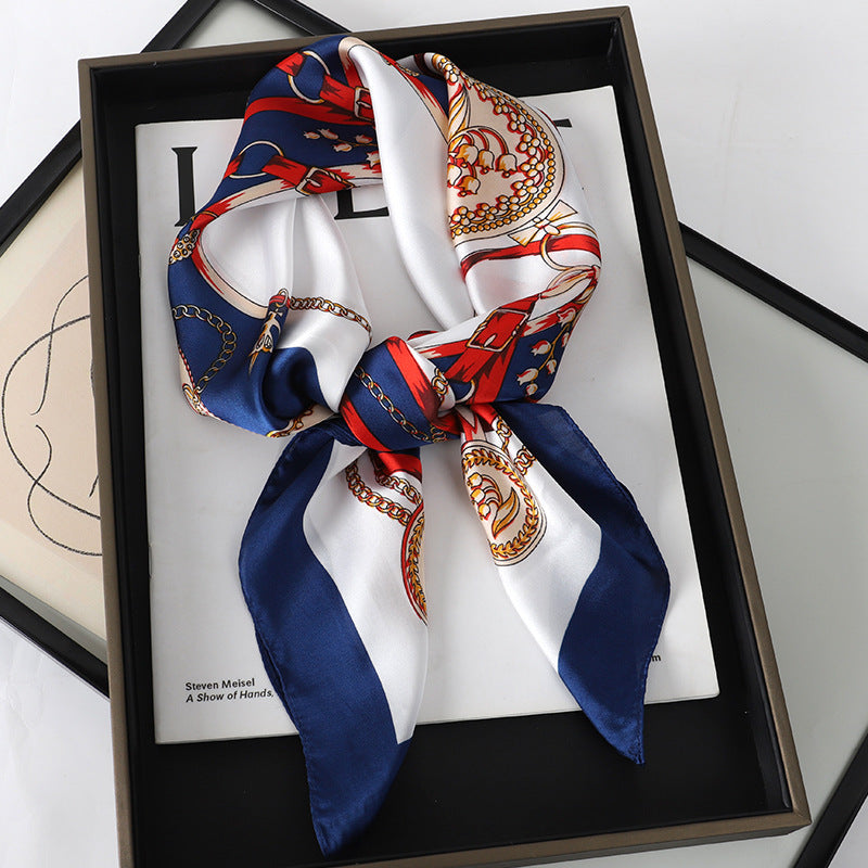 Solid Color Square Scarf - Elegance & Style Artificial Silk Striped High-grade Korea | Ectron Online