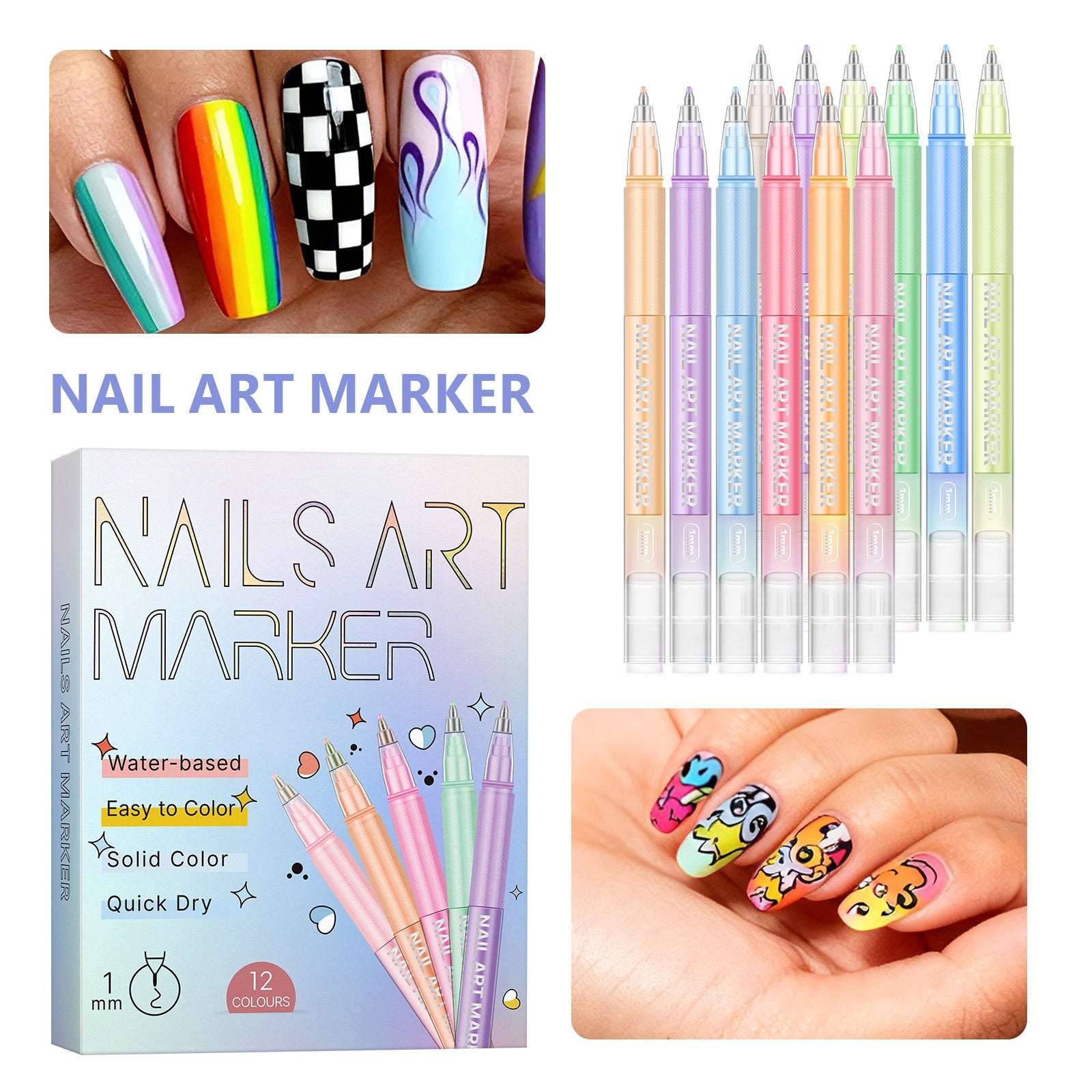 Painted Graffiti Nail Art Highlighter And Outline Graffiti Pen Set