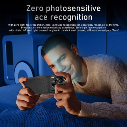 Man holding an unlocked smartphone showing quad rear cameras