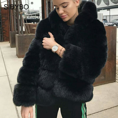 Women's Minimalist Patchwork Fur Jacket | Hooded Faux Fur Grass Coat Women's Minimalist Hooded Patchwork Fur | Ectron Online