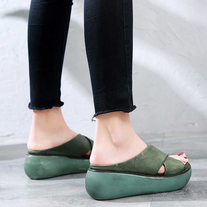 Platform sandals and slippers female open-toe muffin wedge large size women's shoes Platform sandals and slippers female ope | Ectron Online