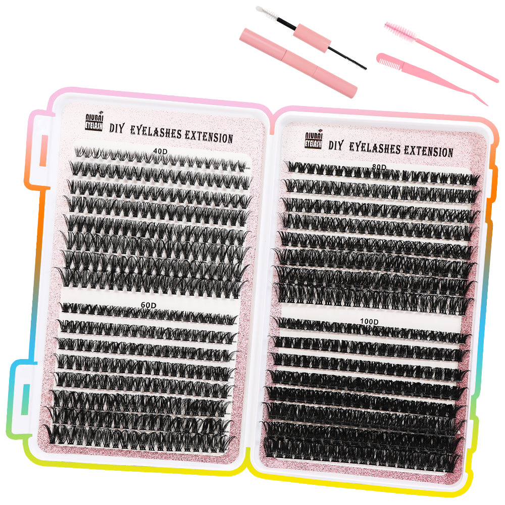 32-Row Cluster Eyelash Book - 640 Segmented DIY Lash Extension Set