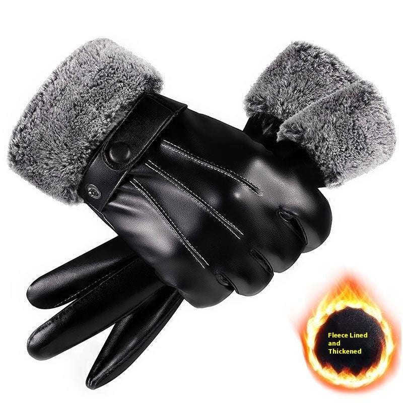 Men's Winter Windproof Gloves Winter Men's Fleece-lined Thick Windproo | Ectron Online