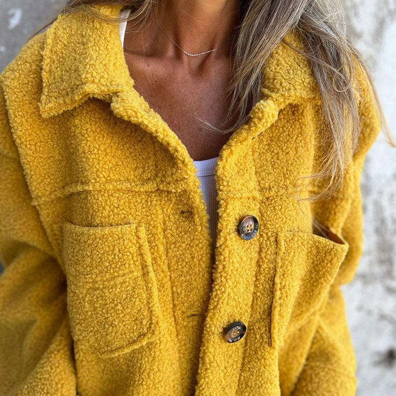 Women's Plus Size Sherpa Jacket | Warm Fleece Lapel Winter Coat