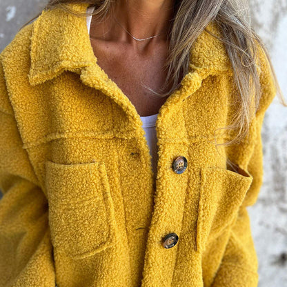 Women's Plus Size Sherpa Jacket | Warm Fleece Lapel Winter Coat Plus Size Women's Solid Color Sherpa Jac | Ectron Online