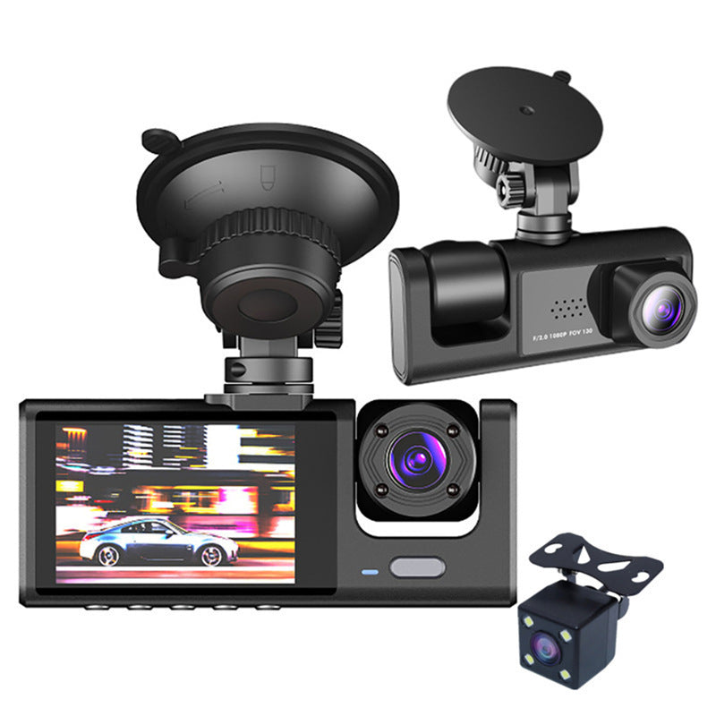 HD 1080p Driving Recorder – Triple Camera Car Dash Cam HD 1080p Three-record Driving Recorder | Ectron Online