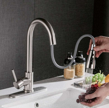 Brushed Copper Pull-Out Kitchen Faucet - Hot & Cold Dual Mode Sink Tap Pull-out Hot And Cold Household Kitchen | Ectron Online