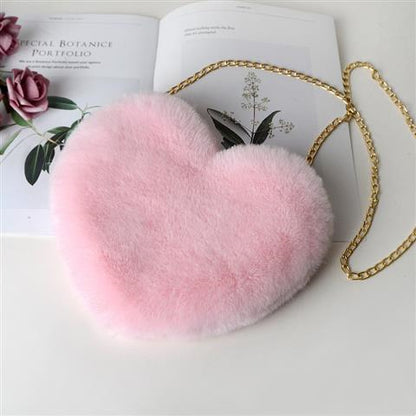 Women's Plush Heart Love Bag - Valentine's Day Chain Shoulder Bag Love Bags For Women Plush Chain Shoulder | Ectron Online