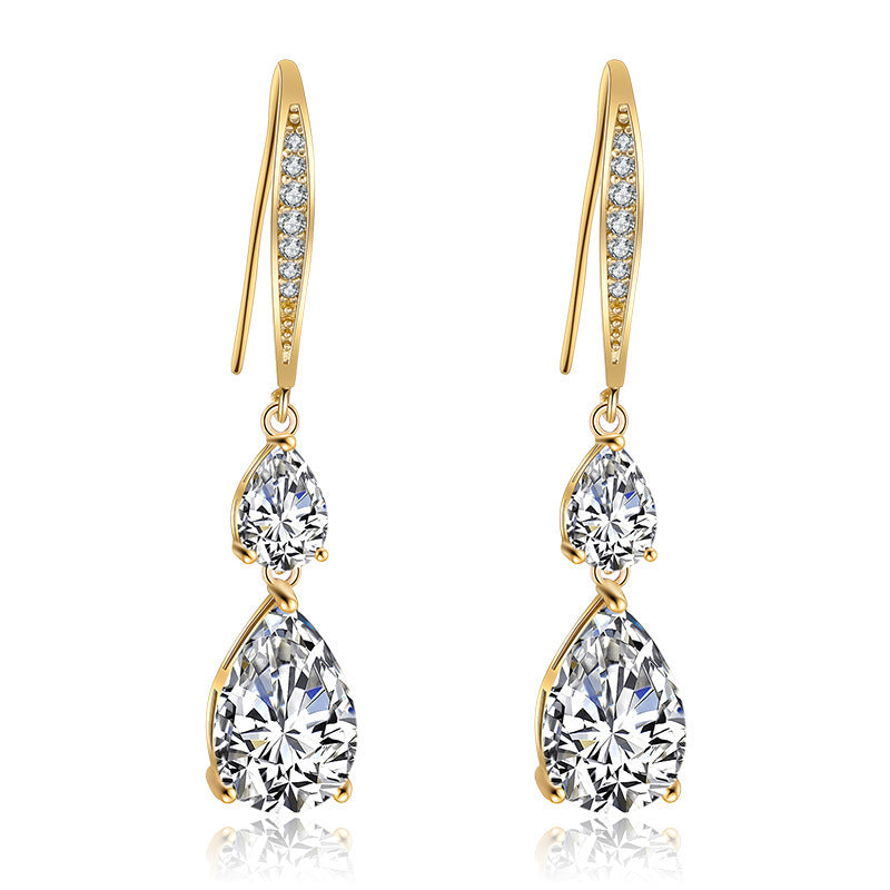 RAKOL Simple Long Exquisite Water Drop Zircon  Female Simple Banquet All-match Earrings