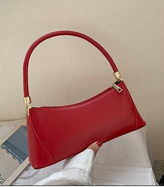 Pure color PU leather handbag shoulder bag