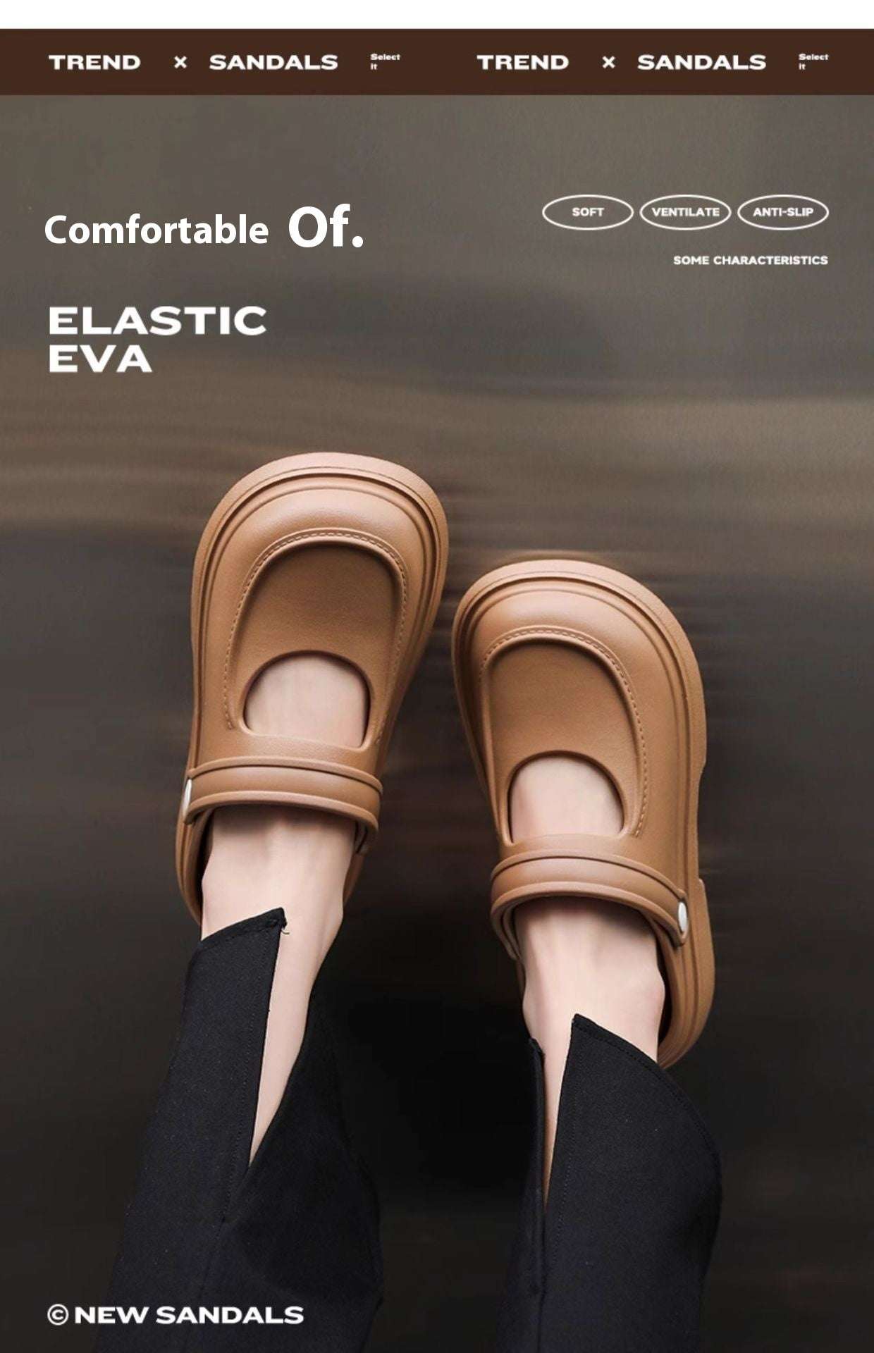 Mary Jane Closed-toe Slippers Female EVA Outdoor Non-slip Beach Flip-flops Mary Jane Closed-toe Slippers Female EVA | Ectron Online
