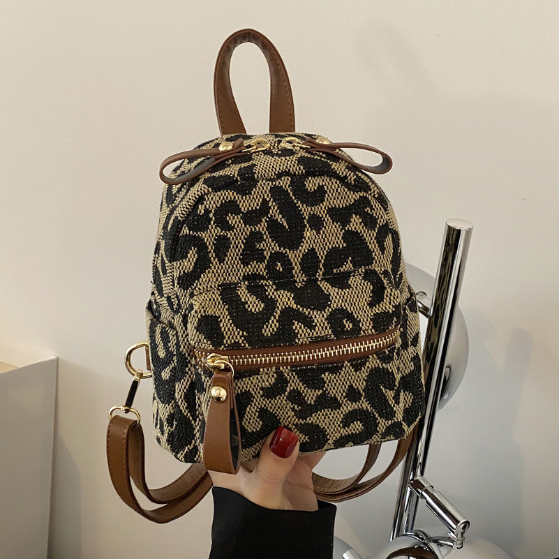 Canvas Leopard Print New All-Match Backpack - Japanese Style Canvas Leopard Print New All-match Backp | Ectron Online