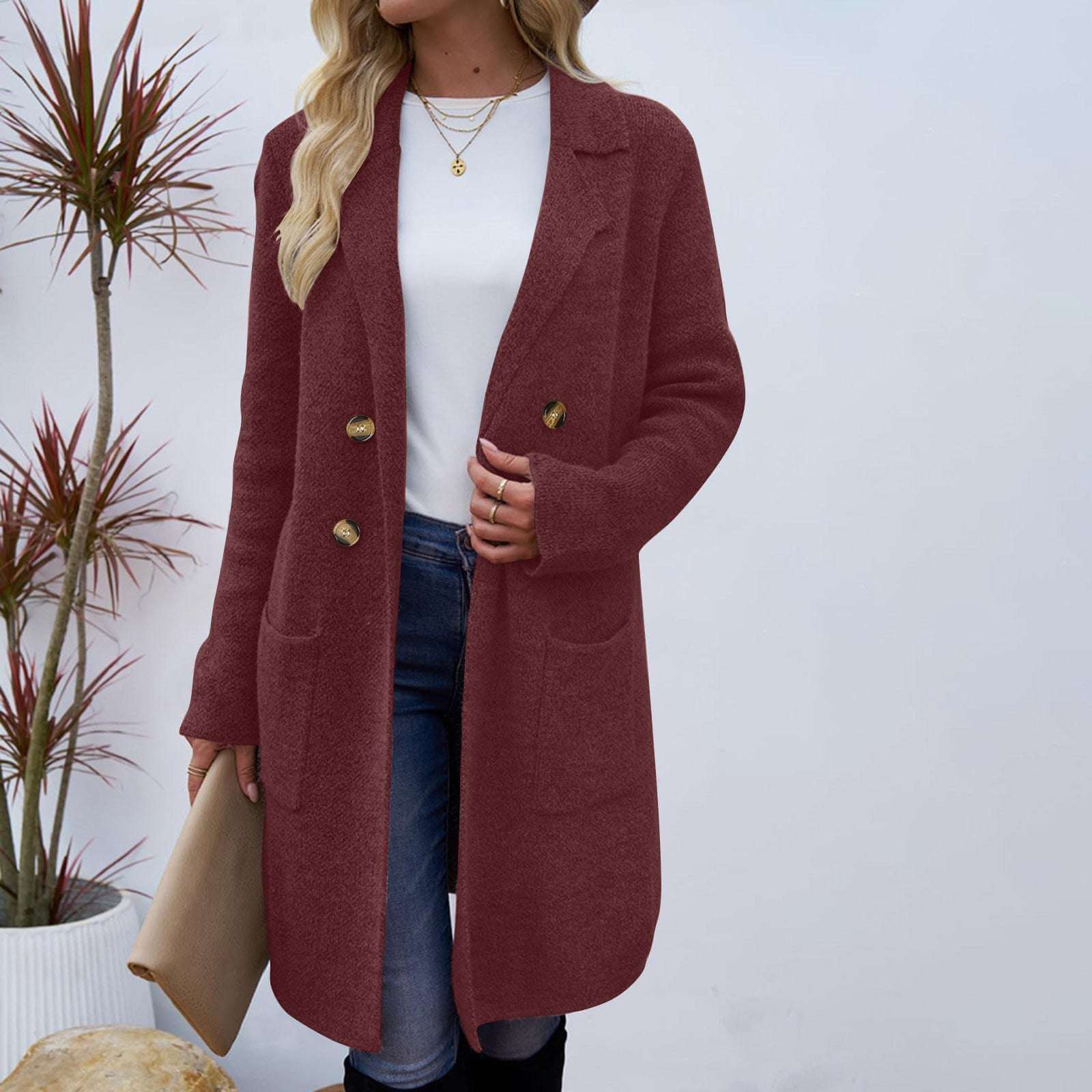 Women's Mid-Length Woolen Coat Suit Jacket Women's Fashionable All-match Mid-length | Ectron Online