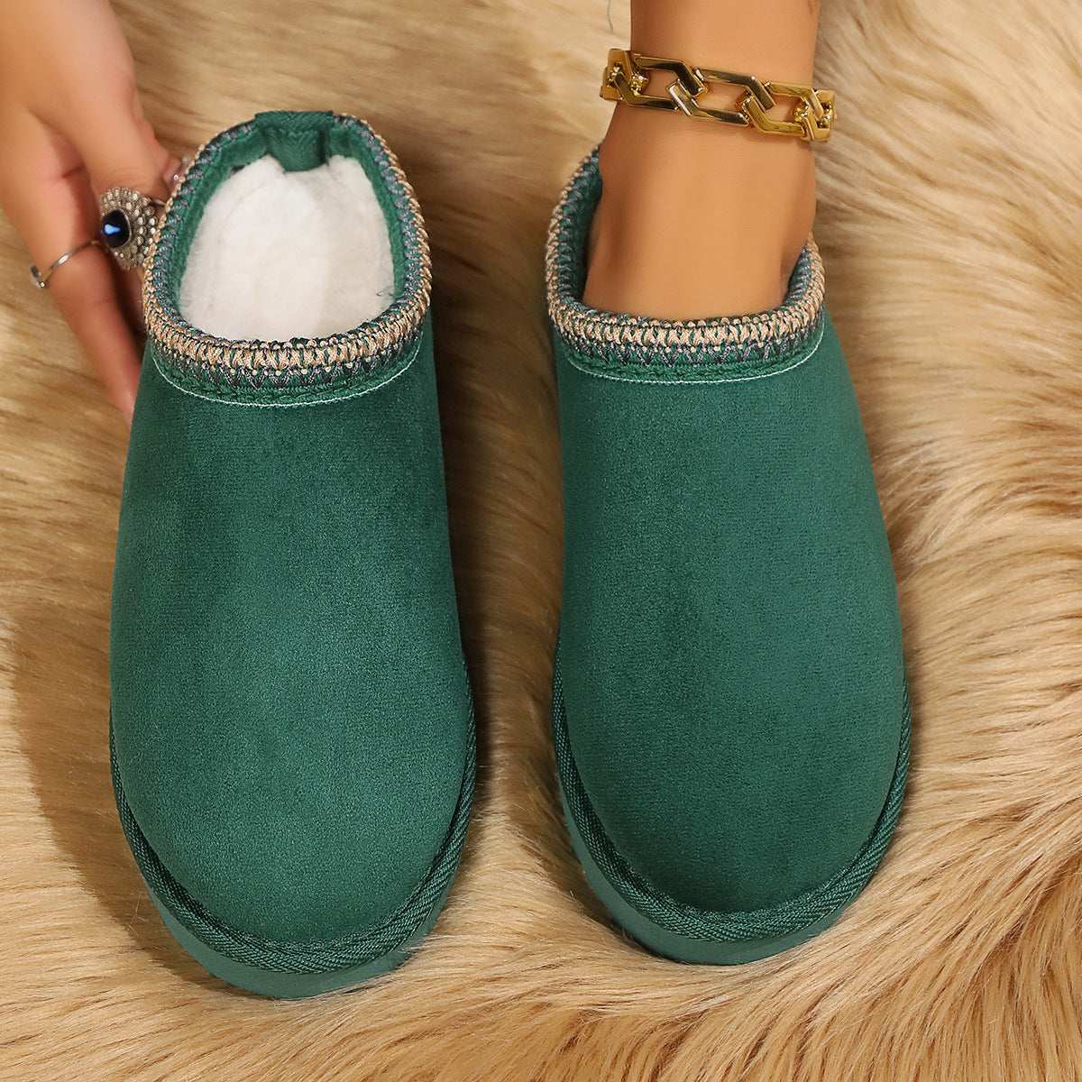 Women's Plush Thick-Soled Slippers Women's Indoor Warm Plush Non-slip Thick | Ectron Online
