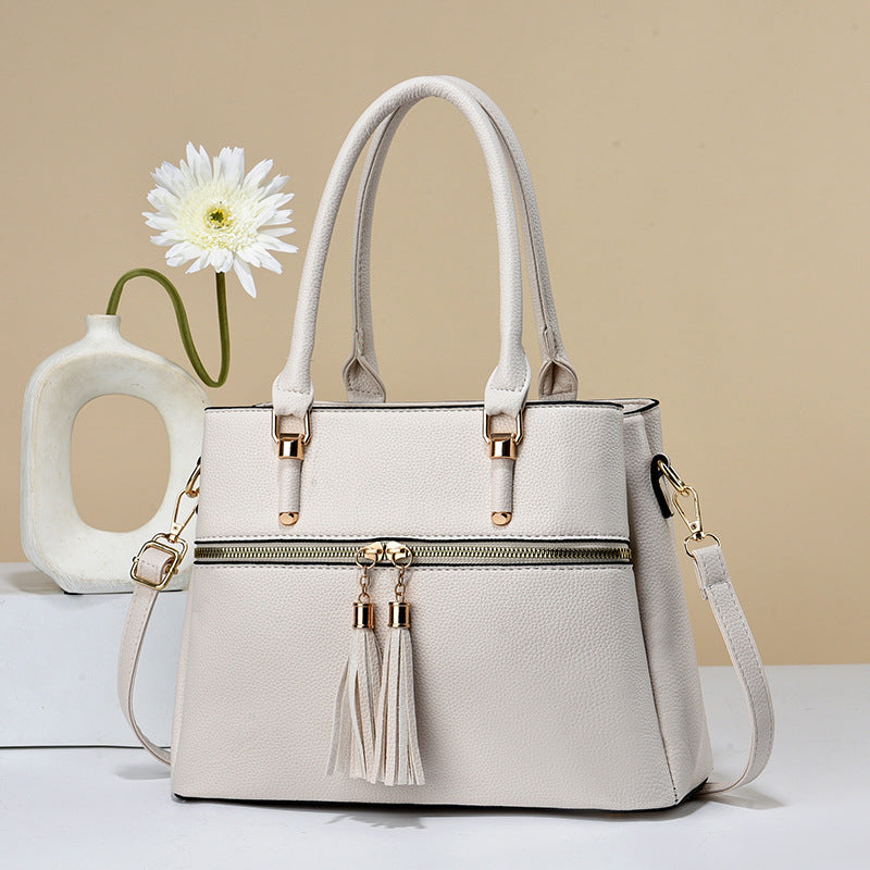 Large Capacity Soft Leather Tassel Shoulder Bag