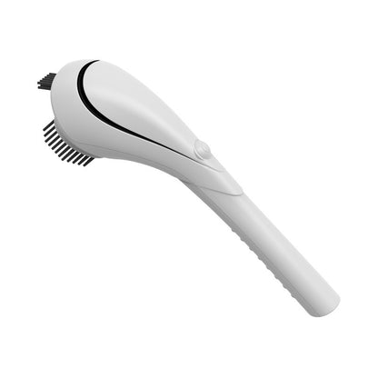 White handheld grooming brush with bristle head on a white background
