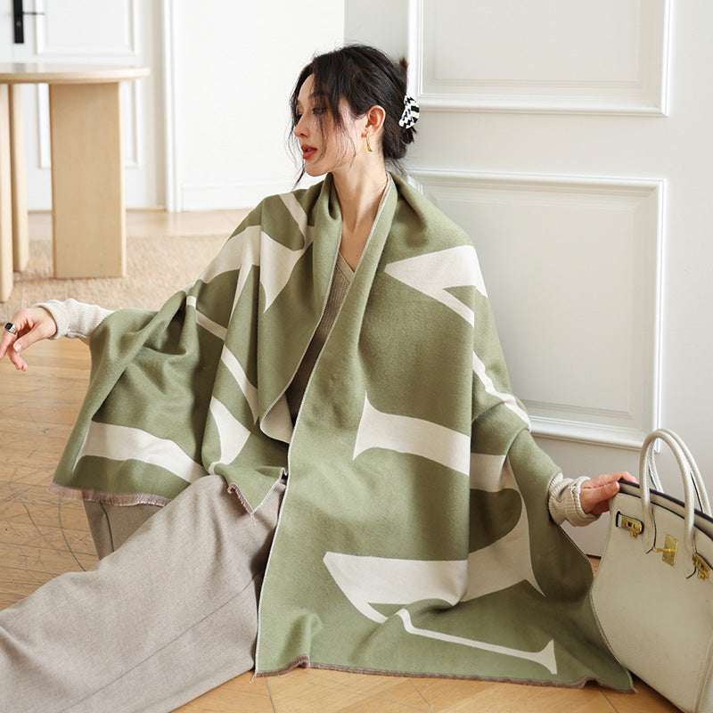 Women's Versatile Thickened Warm Cashmere Scarf Female Versatile Fashion Thickened Warm Cashmere Scarf | Ectron Online