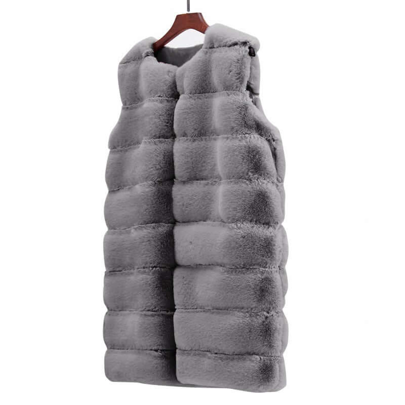 Long Faux Fur Vest Fur Long Vest Cotton-padded Coat | Ectron Online