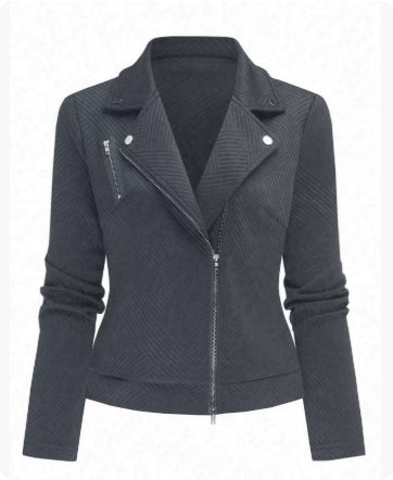 Women's Slim Fit Oblique Zipper Jacket | Casual Moto Style Coat Women's Oblique Zipper Fastener Decorati | Ectron Online
