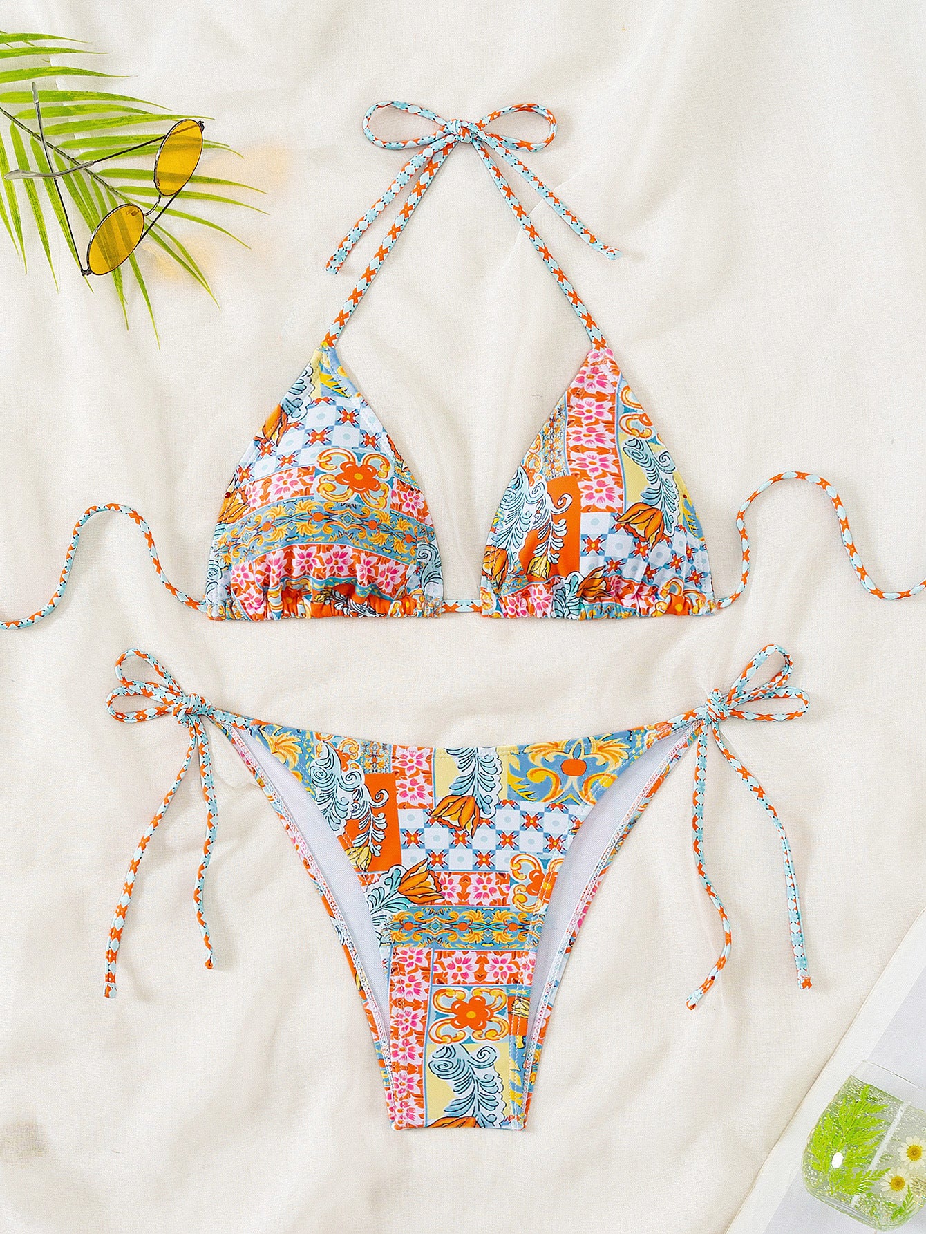Women Printed Lace-up Bikini Split Swimsuit Swimwear Women Printed Lace-up Bikini Split Swims | Ectron Online