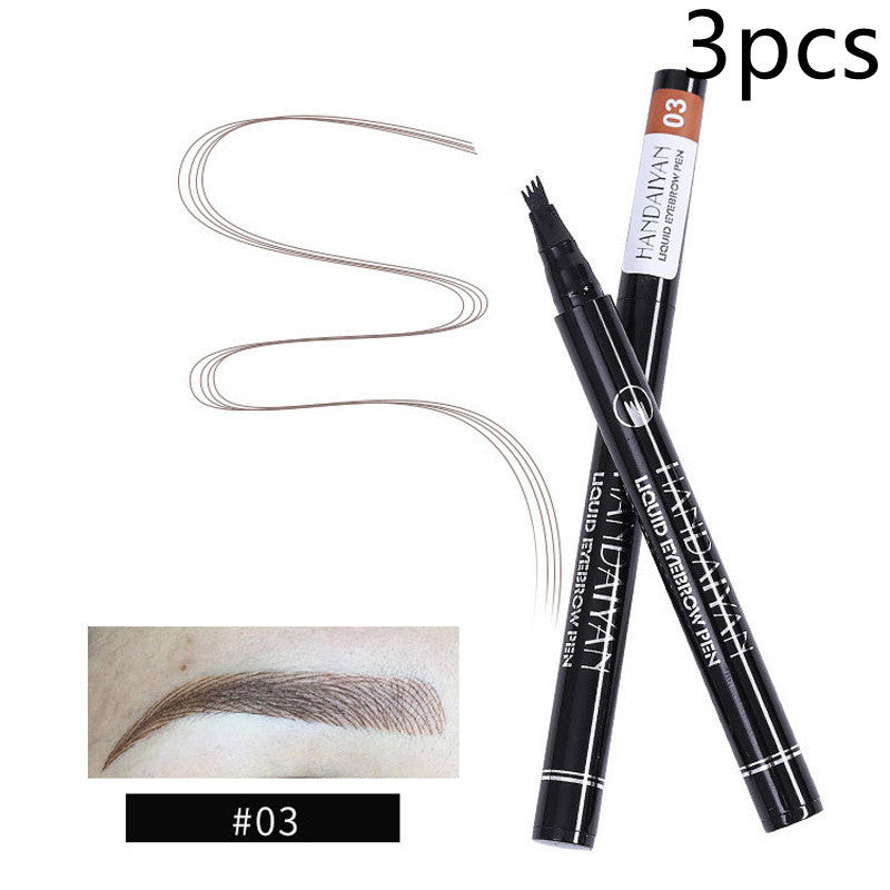 3-piece eyebrow pencil set with 2 black pens, #03 shade, fine brush tips