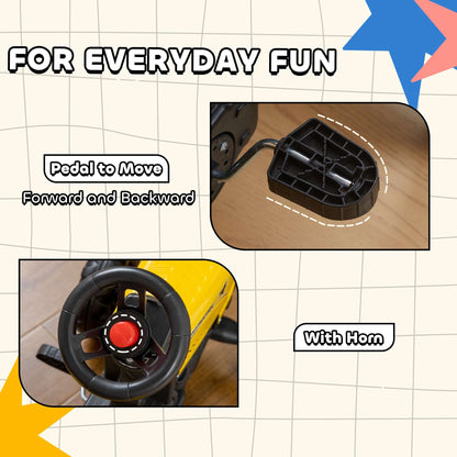 Kids Ride-On Tractor with Trailer & Garden Tools - Yellow Pedal Kart Kids Ride on Tractor with Back Trailer, | Ectron Online