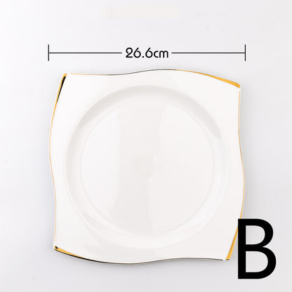 Steak Plate Creative Square European Bone China Tableware Set