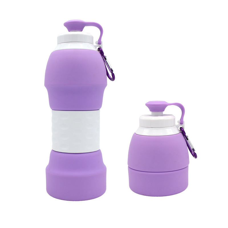 {{ brand }} Collapsible Silicone Water Bottle with Carabiner Clip Purple - Silicone folding water bottle
