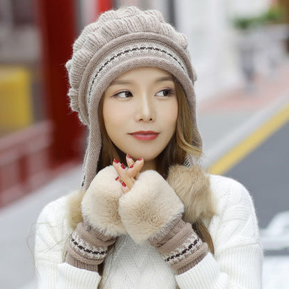 Women's Fleece Beanie with Ear Flaps | Warm Winter Ski & Outdoor Hat Cozy Knit Fleece-Feel Beanie With Ear Fl | Ectron Online