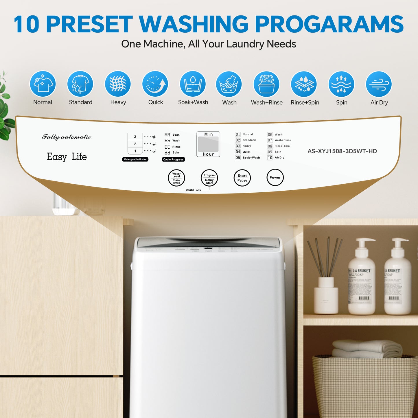 7.7 lbs Portable Washing Machine | Fully Automatic Compact Model