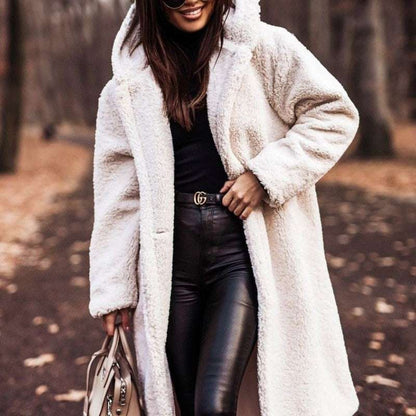 Women's Elegant Faux Fleece Long Teddy Coat Autumn Winter Fashion Elegant Long Coat | Ectron Online