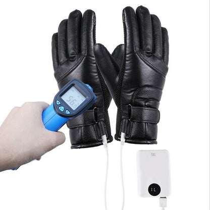 Winter Electric Heated Gloves Windproof Cycling Warm Heating Touch Screen Skiing Gloves